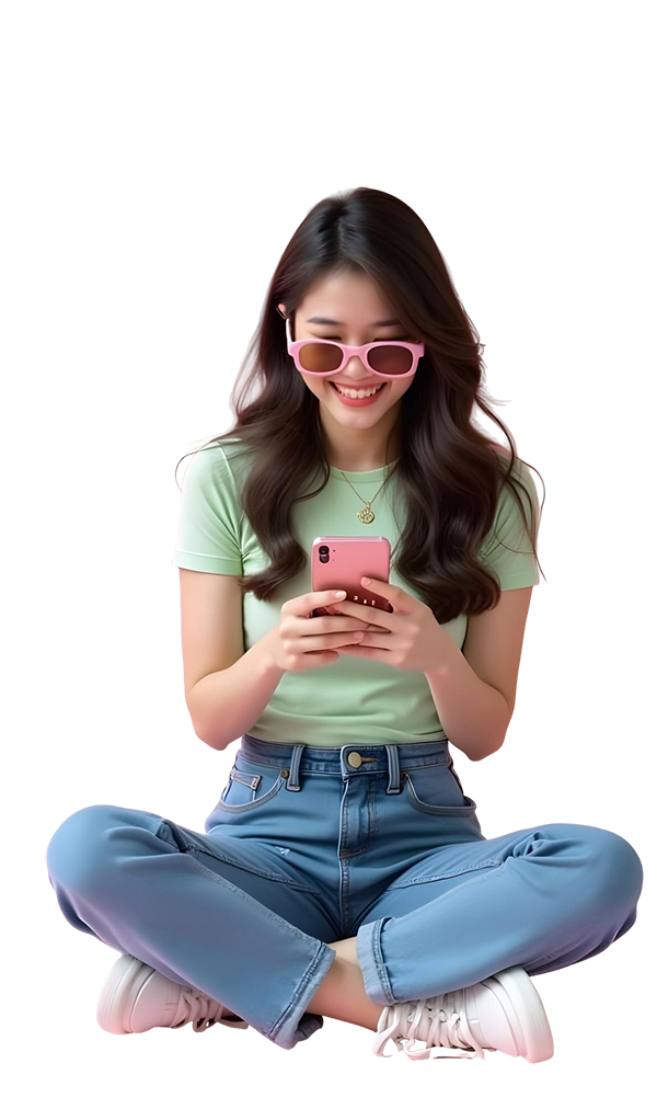 Girl Typing Msg